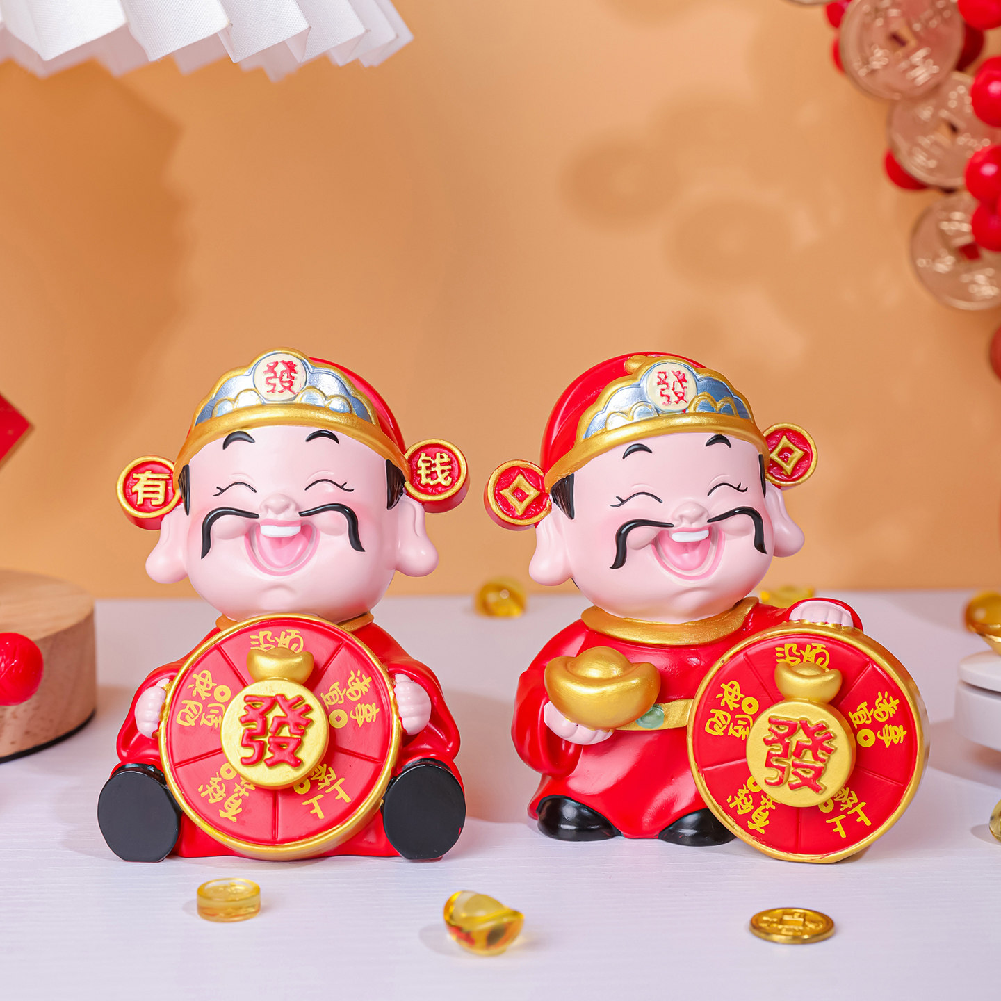 财神爷桌面摆件创意高档办公室好运转转解压招财玄学小摆件装饰品