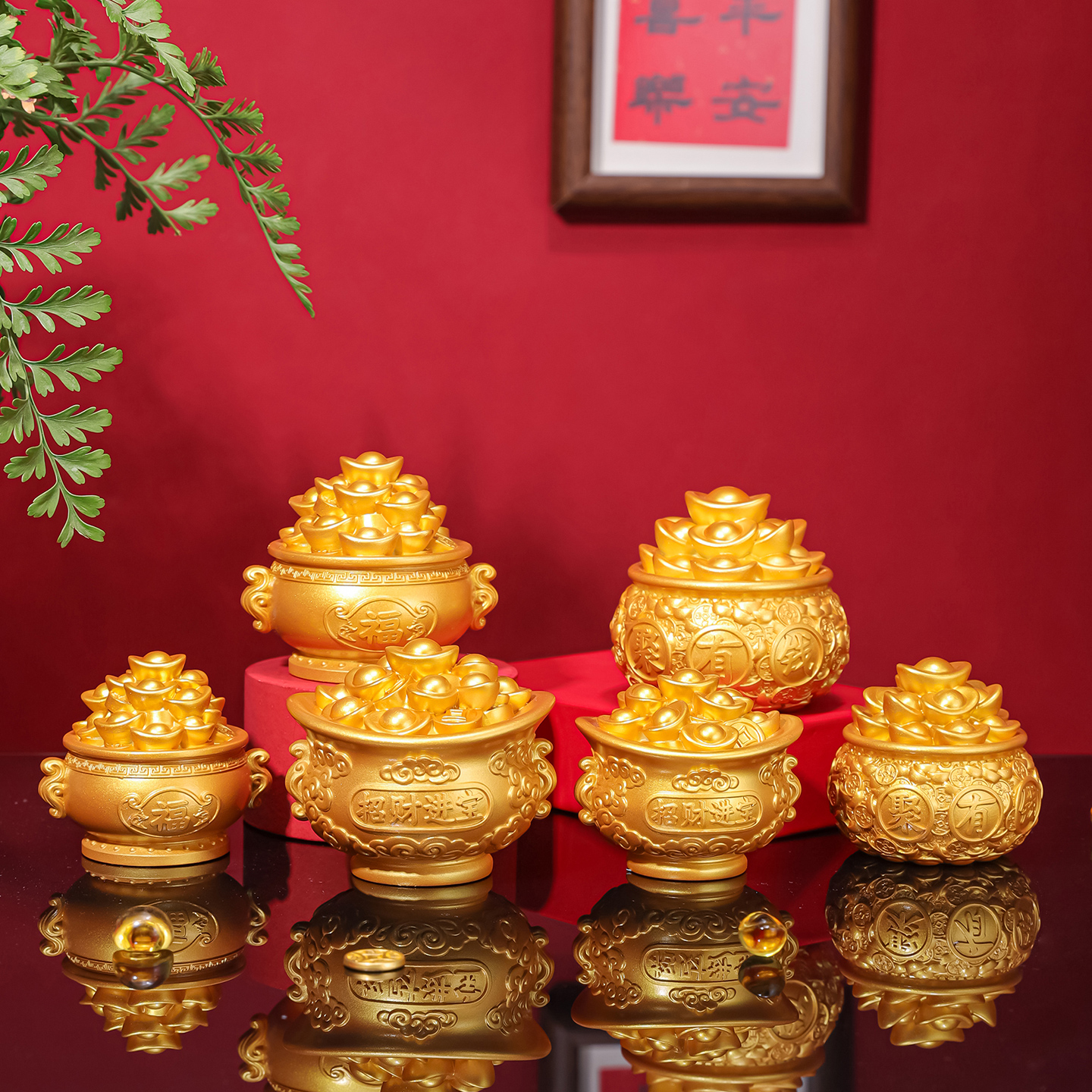 福运聚宝盆吉祥物摆件乔迁开业