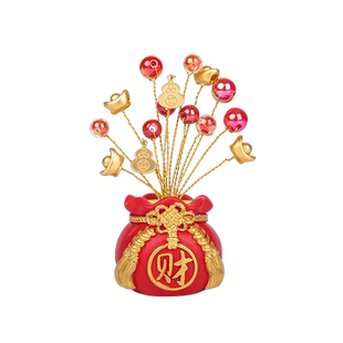 高档招财钱袋网红车内饰品财运树平安车载香薰摆件可滴香水除异味