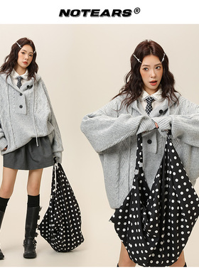 【魔法斗篷】 减龄慵懒麻花纹半排扣纯色休闲连帽毛衣情侣6667