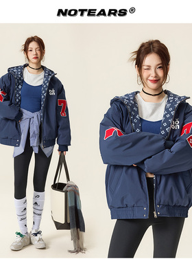 【复古老花图案】美式街头休闲秋冬棉服保暖情侣加厚上衣外套M018