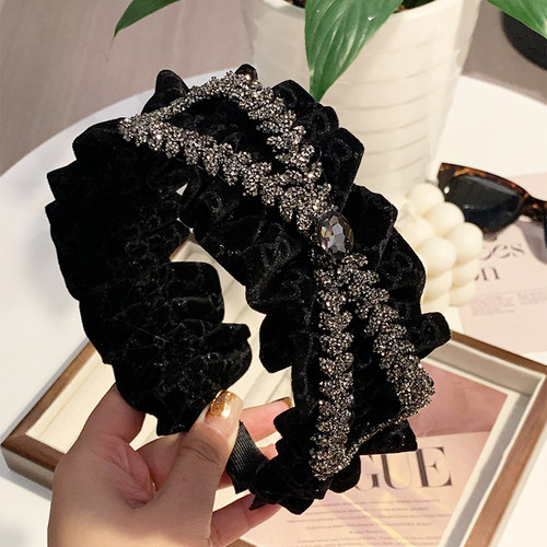发箍丝绒轻奢高级水钻头箍