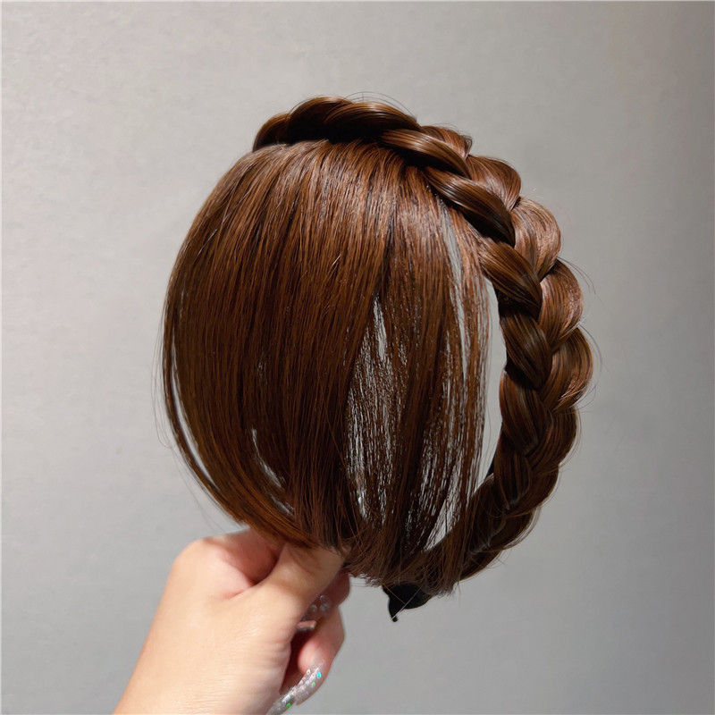 鱼骨辫刘海假发发箍前额遮头皮麻花辫子发捆仿真发一体防滑发卡女