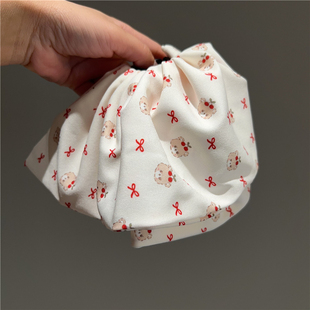 2025新款高级感红色卡通小熊蝴蝶结裙摆马尾抓夹发夹女头饰发饰