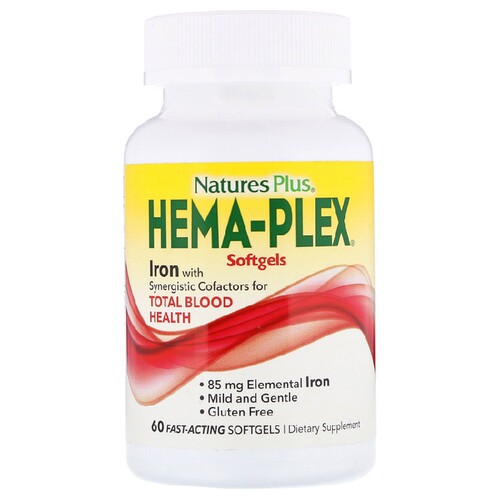 Nature's Plus  Hema-Plex 添加铁 血液健康支持 60粒软胶囊