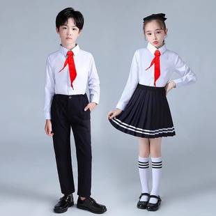 儿童合唱演出服女童爱国朗诵比赛口才表演服装中小学生演讲秋冬季