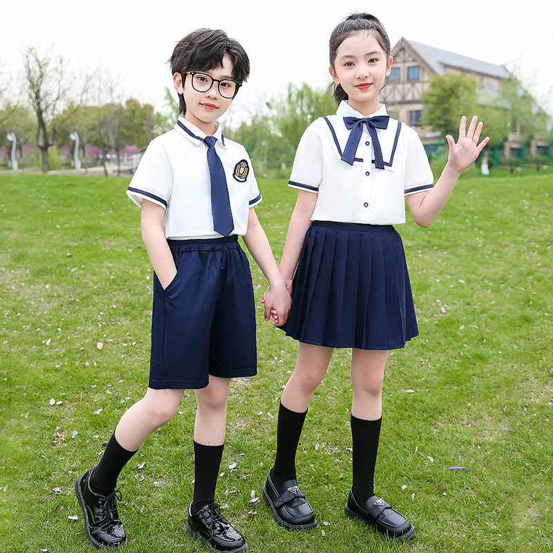 儿童班服六一演出合唱白衬衫男童短袖春季夏季小学生校服女童套装