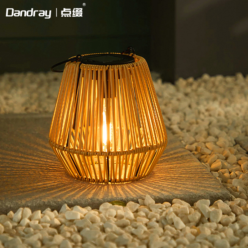 太阳能编织灯户外庭院装饰手提挂灯中式田园草坪灯庭院花园落地灯