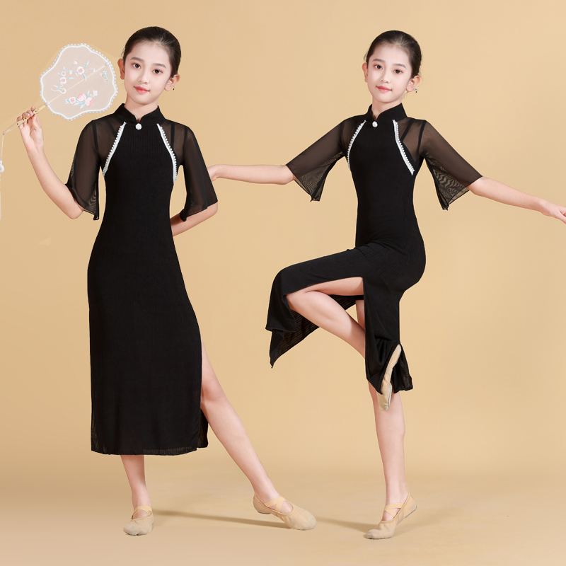 儿童古典舞专用旗袍国风人间烟火舞蹈服装少儿晨光曲扇子舞练功服