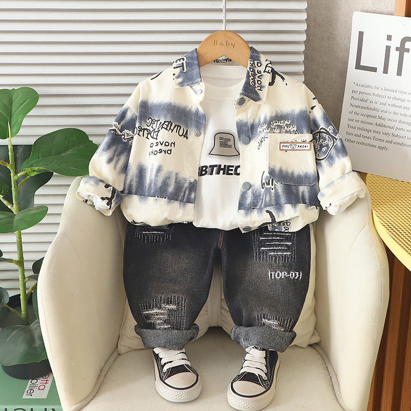 儿童衣服休闲三件套男童春秋季外套2026春秋新款洋气宝宝牛仔套装,童装/婴儿装/亲子装,套装,淘宝优惠券,粉丝福利购,淘宝优惠卷
