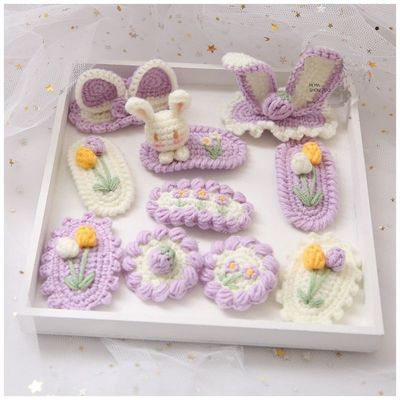 可爱兔子发夹胸针DIY手工编织材料包新手钩织解闷自制礼物牛奶棉