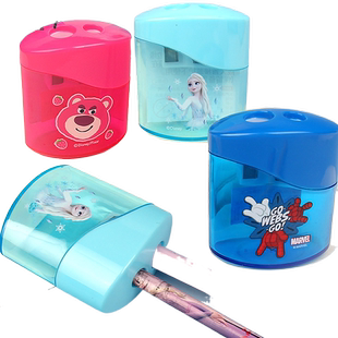 Disney迪士尼削笔刀儿童小学生男女童刨笔机文具转笔刀双孔卷笔刀铅笔刀迷你创意旋笔刀文具礼物批发削铅笔器