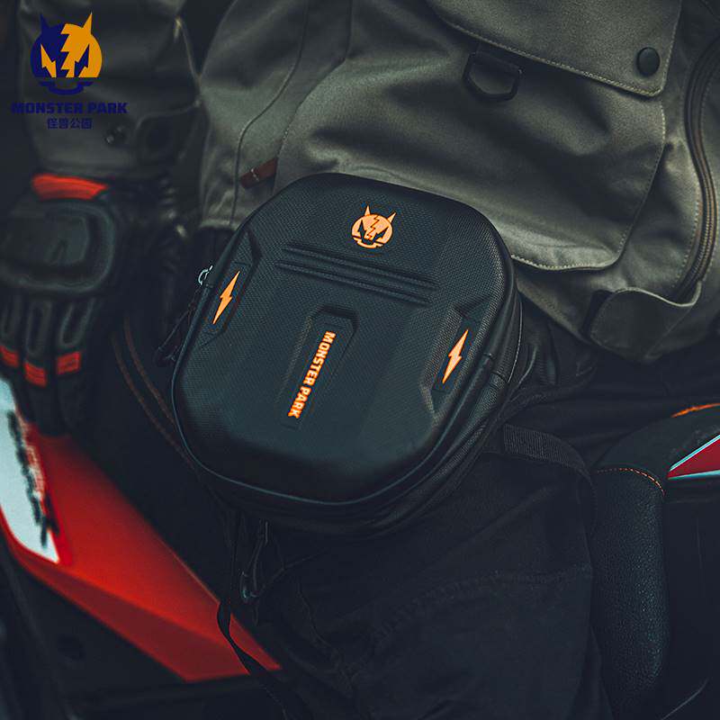 怪兽公园摩托车腿包骑士硬壳腰包骑行斜挎包男机车防水包摩旅装备