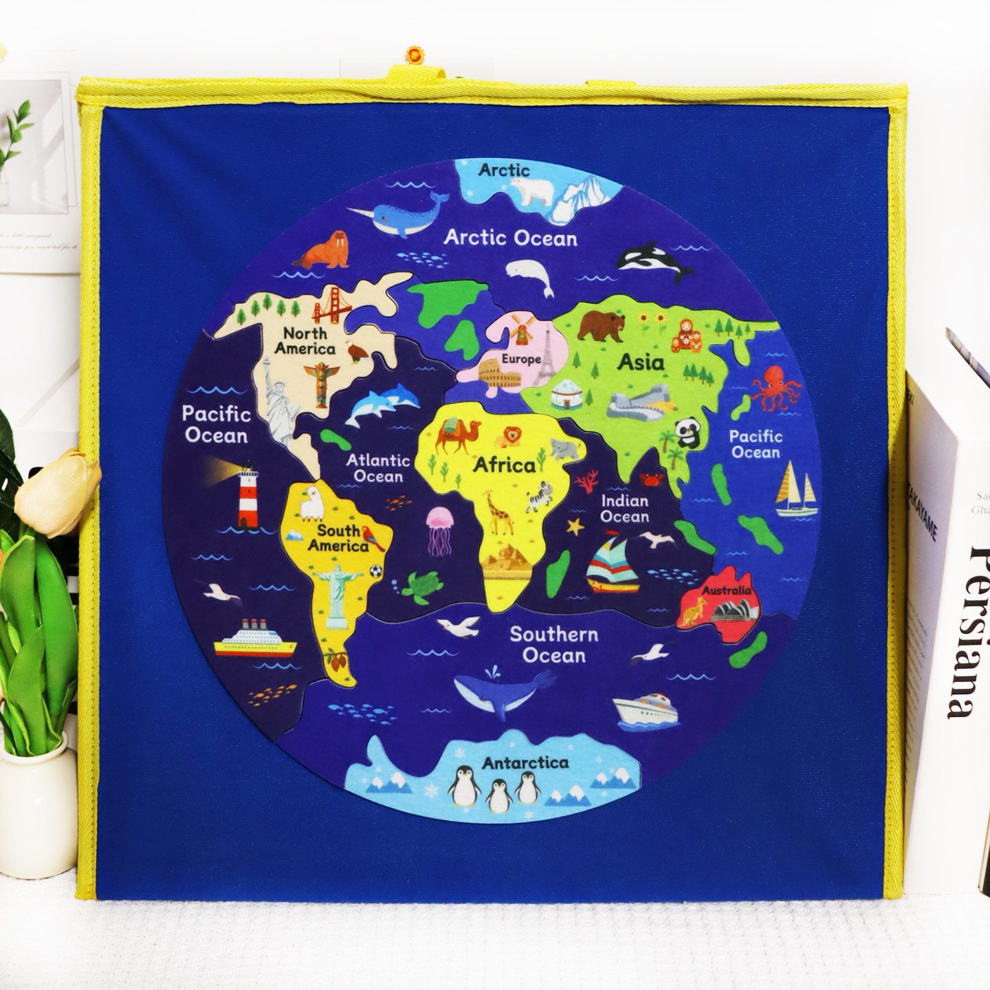 七大洲四大洋地理启蒙毛毡拼图幼儿园小朋友益智玩具英语课堂教具,玩具/童车/益智/积木/模型,其它早教玩具类,淘宝优惠券,粉丝福利购,淘宝优惠卷