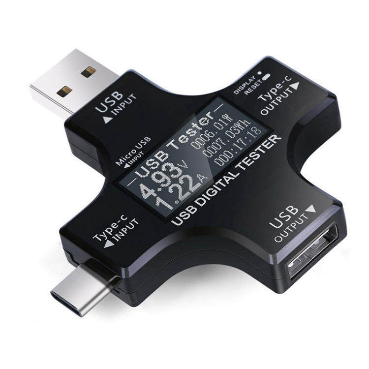 USB检测仪数显电压表电流表头彩屏type-c PD电源测试仪多功能仪表
