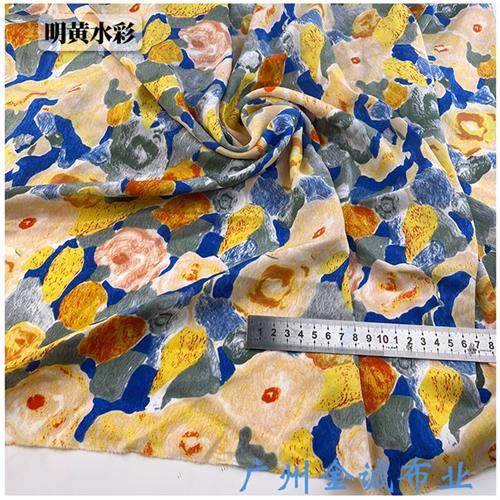 韩国麻印花面料夏季平纹缎雪纺女连衣裙半身裙衬衫品质布料坠垂感