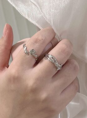 然然真可爱手作情侣戒指荆棘与玫瑰对戒s925银简约时尚