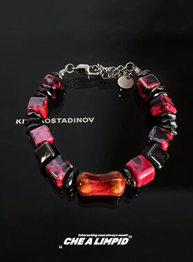 vampire/.原创设计红血石手串小众轻奢潮流嘻哈风高级感手链男女