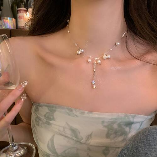 珍珠流苏项链女轻奢高级设计感