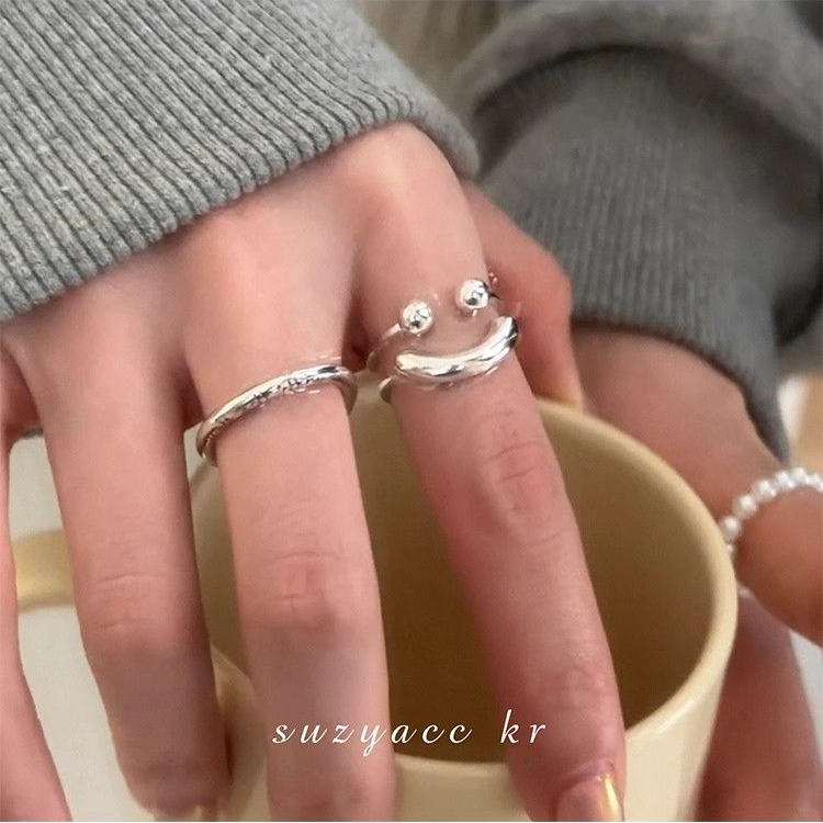 suzyacc kr韩国ins风字母光圈戒指小众设计食指戒简约时尚可调节