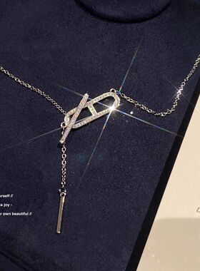 【乔老板Joy】猪鼻子项链银色闪钻轻奢休闲锁骨毛衣链简约质感潮