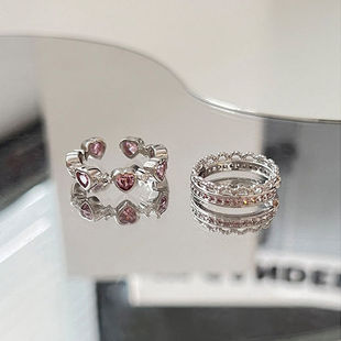 少女心爆棚|WURARAKA小众粉色少女爱心清冷戒指开口可调节戒指女