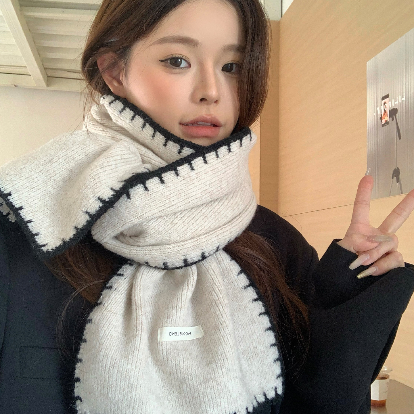 含羊毛针织围巾女冬季新款高级感