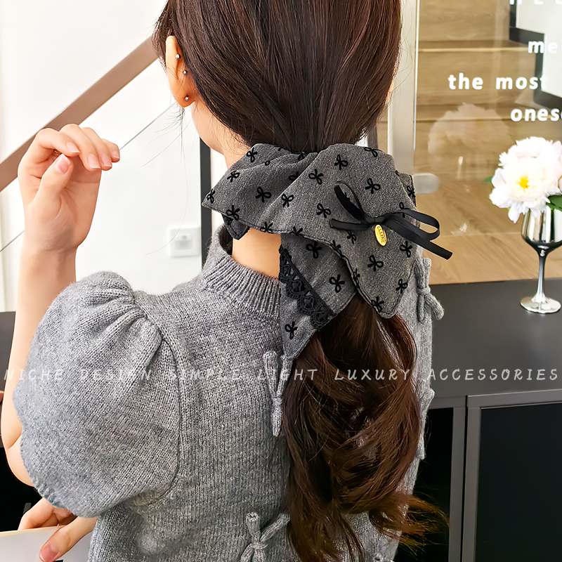 灰色格雷系方巾大肠发圈