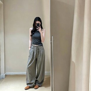 休闲吊带背心无袖宽松阔腿裤套装女夏季穿搭高腰松弛感显瘦两件套