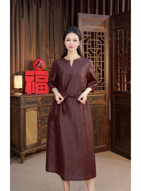 夏季新品长款高定休闲简约香云纱女装连衣裙SH0056