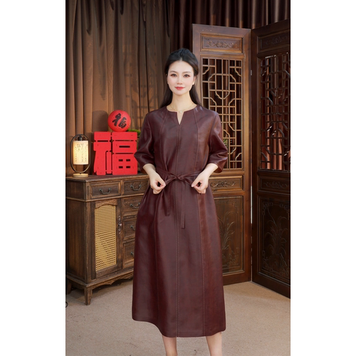 春季新品长款高定休闲简约香云纱女装连衣裙SH0056