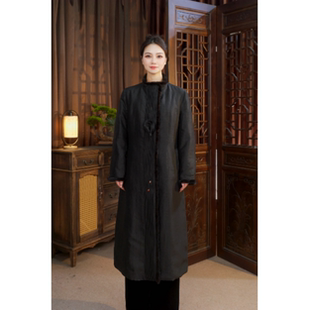 气质显瘦双面双穿中长款 2025新款 鹅绒服5061 香云纱95白鹅绒