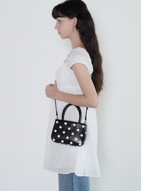 ALKI ALKA韩国小众设计师复古波点百搭方形波点拼色手提包