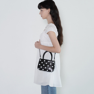 ALKI ALKA韩国小众设计师复古波点百搭方形波点拼色手提包