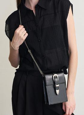 韩国alki alka黑色2024新款链条包简单通勤手机包女包休闲斜挎包