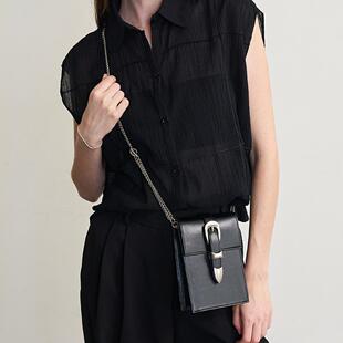 韩国alki alka黑色2024新款链条包简单通勤手机包女包休闲斜挎包