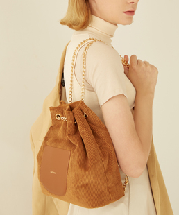 韩国ALKI ALKA女背包双肩背包春夏新款潮灯芯绒链条背包单肩包