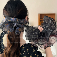 碎花网纱大肠发圈女高级感洋气时尚头花扎头发发绳超大号头绳发饰