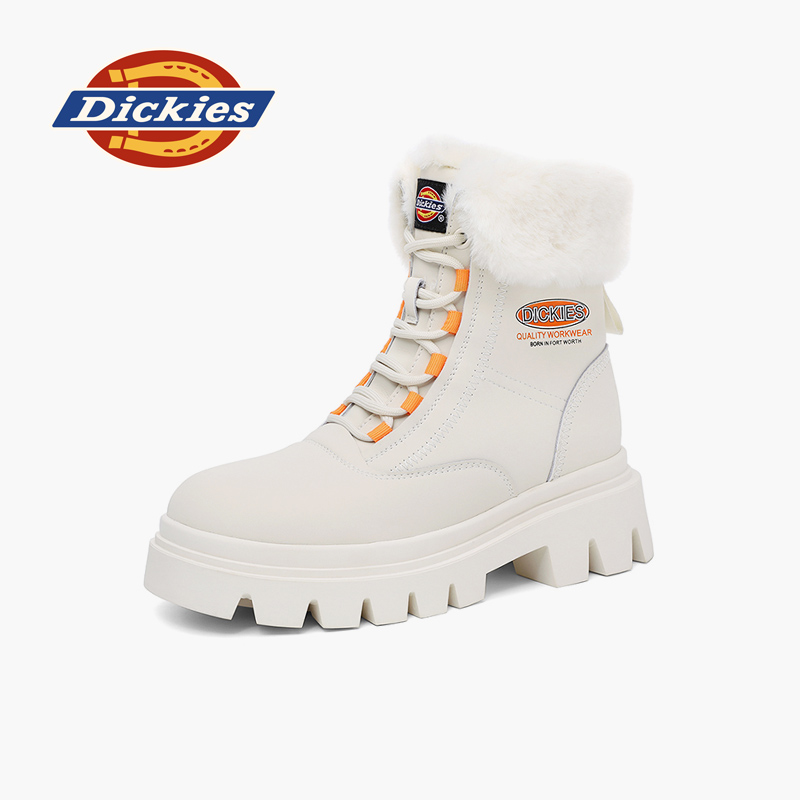 Dickies马丁靴女2024年冬季新款加绒保暖雪地靴厚底短靴增高棉鞋