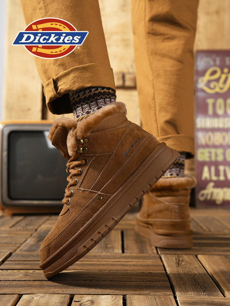 DICKIES 스노우 부츠 남성 2024 겨울 신작 풀 벨벳 따뜻한 면화 영하 내한성 남성용 짧은 부츠