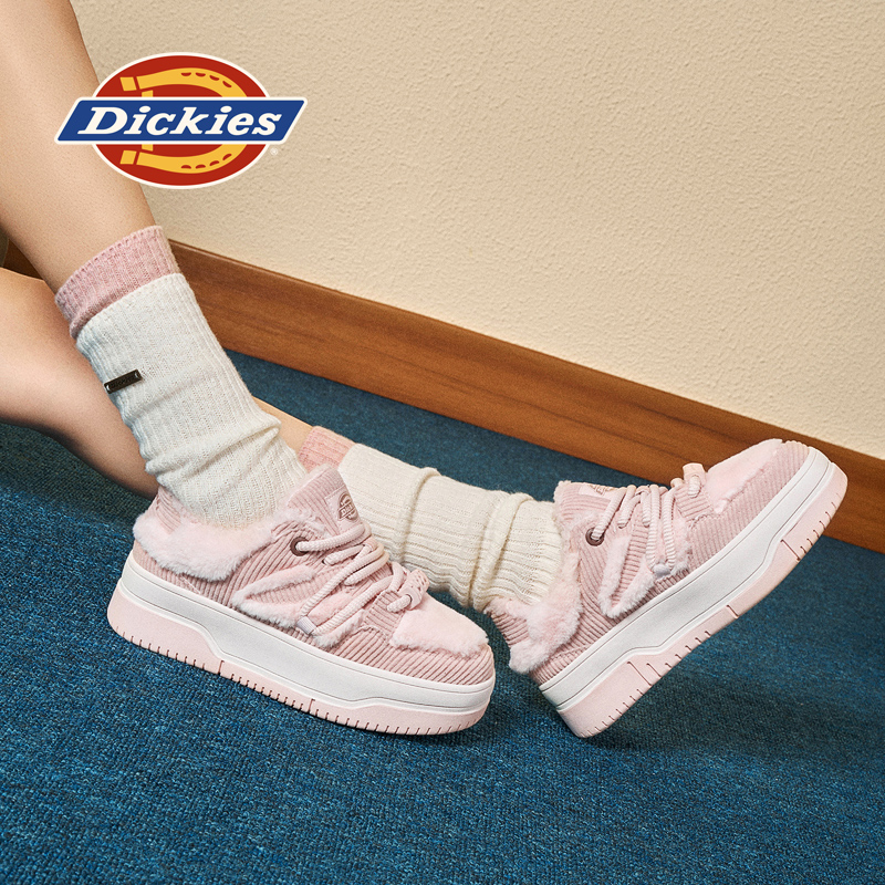 Dickies棉鞋女款加绒保暖毛毛鞋
