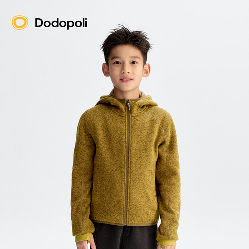Dodopoli儿童针织外套花纱抓绒保暖男女童25冬季运动休闲连帽开衫