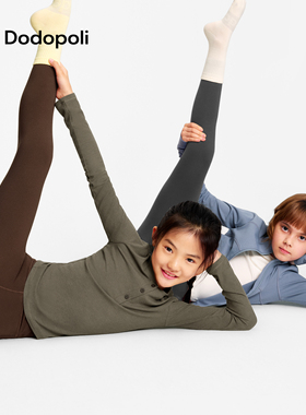 Dodopoli Versatile女童裸感瑜伽裤加绒保暖打底鲨鱼裤运动紧身裤
