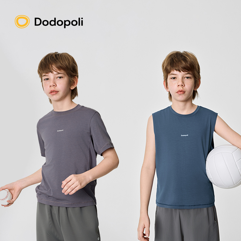 Dodopoli儿童凉感T恤短袖柔软透气抗菌夏男女童休闲上衣运动背心