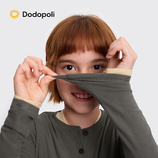 打底衫 高弹柔软抗菌秋冬新款 运动上衣 T恤亨利衫 Dodopoli女童长袖