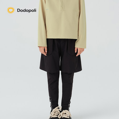 Dodopoli男童防泼水加绒假两件裤子吸湿排汗保暖冬儿童运动休闲裤