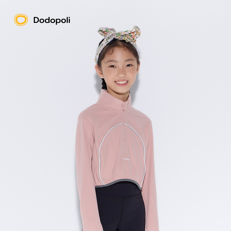 Dodopoli女童裸感运动外套卫衣排汗透气瑜伽训练服春秋弹短款上衣