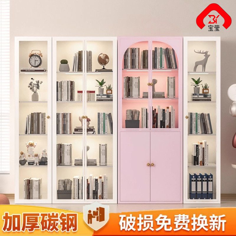 铁艺钢制防尘书柜家用多