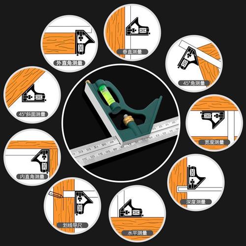 活动角尺 90度直角尺不锈钢量角神器木工高精度拐尺多功能角度尺