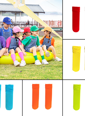 儿童糖果色袜子六一演出幼儿园街舞配饰运动会运动袜子夏季网眼袜